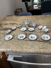 Vintage Disney Mickey & Minnie Mouse Child Tea Set Lusterware 1930- 13 Pieces picture