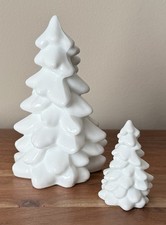 Mosser Glass Christmas Holiday Tree Set - 2 sizes - MILK GLASS Holiday Decor picture