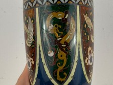 Antique Japanese Meiji Period Cloisonne Vase Table Lamp Dragon Phoenix 29