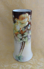 Antique B & Co France Hand Painted Porcelain Roses Floral Vase Signed Ca. 1912 picture