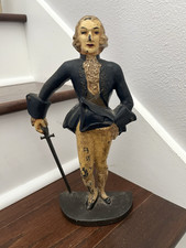 RARE ANTIQUE VINTAGE 1930s MR. FANCYPANTS MARQUIS MAN CAST IRON DOORSTOP STATUE picture