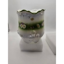 B.R.C. Voltaire Germany Antique Porcelain Biscuit Jar Base Floral Daisy Green picture