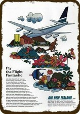1967 NEW ZEALAND AIRLINES Vintage Look DECORATIVE METAL SIGN - 60's PSYCHEDELIC picture