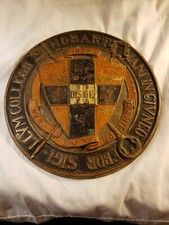 Antique Hobart William Smith University bronze original seal plaque  11.5