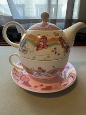 Dolls Kill X Care Bears Tea for One Teapot Cup Saucer Set 80's Rainbow Ceramic picture