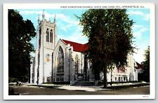 Springfield Illinois~First Christian Church From Sixth & Cook Streets~Vintage PC picture