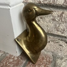 VTG NICE MCM Heavy Brass Duck Fowl Bird Entryway Hook Wall Mount Coat Hat Hook picture