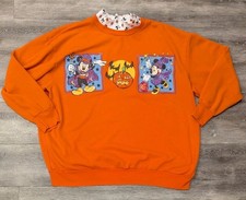 Vintage 90s Disney Halloween Sweatshirt  Mickey Vampire Minnie Witch Pumpkin XL  picture