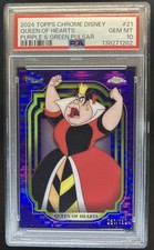 2024 Topps Chrome Disney Queen of Hearts Purple and Green Pulsar #/150 PSA 10 picture