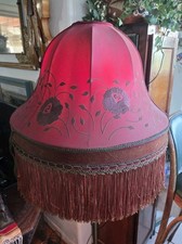 Antique Victorian Silk Lamp Shade With fringes Antique Original- Handmade 1910 picture