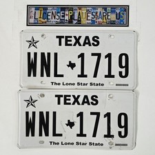 Texas License Plate Pair 🔥 The Lone Star State Matching TX Tags WNL-1719 picture
