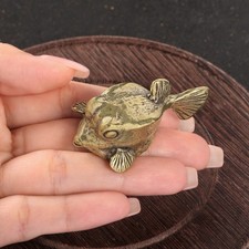 1Pc Solid Brass Boxfish Sculpture Vintage Tea Pet Ornament Deep Sea Fish Decor picture