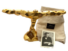 Michael Aram ~ Gold Menorah from Rock Collection in Box Judaica Hanukkah picture