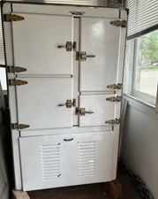 Extremely Rare The Automatic Ice Box 4-Door White Enamel , 1890-1920 picture