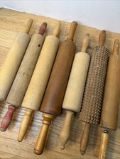 7 VTG Wood Rolling Pins Lot Primitive Wabi Sabi Farmhouse Decor 16.5-18.5in picture