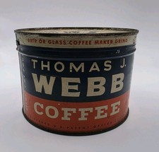 NOS Vintage Coffee Tin Thomas J Webb 1-Pound Original Key Full And Sealed picture