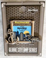 HARD ROCK CAFE BALTIMORE 3D GLOBAL CITY AMP SERIES ANCHOR & RAVEN PIN # 617631 picture
