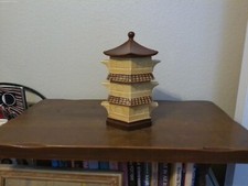 Vintage 1970's 3-Part Ceramic Pagoda Container Made in Japan picture