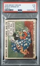 1935 DISNEY MICKEY MOUSE GUM CARD #79 TYPE 2 VERY RARE PSA 3 VG WHOS AFRAID OF… picture