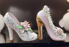 3 Vtg 1950's Porcelain Floral High Heel Shoes Lefton Figurines Glam Cottagecore picture
