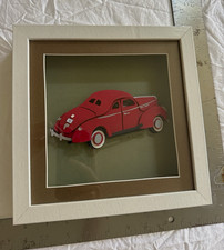 Framed Red Classic Coupe Car Print Artwork Signed Ralph Sutton 2024 Vintage 9x9 picture