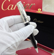 HOT Cartier Luxury Black Silver Ballpoint Pen Executive Gift Box New Elegant picture
