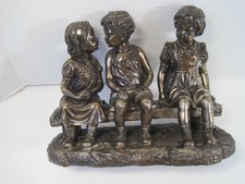 VTG Juliana Faux Bronze Children On a Bench Figurine 9