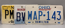 Lot of 3 Vintage US License Plates New Jersey Ohio Washington Embossed Metal picture