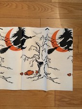 Vintage Halloween Crepe Paper Tablecloth - Ambassador - Witch , Bats ,  Moon picture