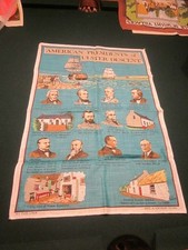 Vtg Northern Irish Linen Tea Towel: AMERICAN PRESIDENTS OF ULSTER DESCENT 20x30