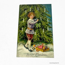 Antique 1907 Christmas Postcard Boy Tree Clover Toys S Langsdorf Germany Posted picture