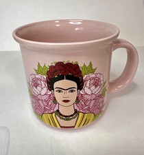 Frida Kahlo 16 oz Mug w/ Pink Flower Background by Better living FAST SHIPPING picture