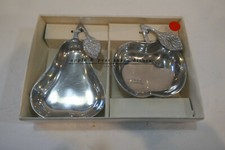 Vintage Pier One Aluminum Pear & Apple Shaped Trinket or Snack Dish New in Box picture