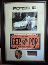 Ferdinand PORSCHE Framed Pic 911 License Plate Emblems Placard 901 Stuttgart 996 picture