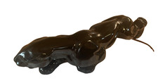Vintage 1950s MCM Black Panther Ceramic Lamp Glossy Prowling Jaguar 1950s works picture