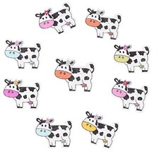 100 Pcs Cow Buttons for Crochet Projects Decorative Wooden Animal Two Holes picture