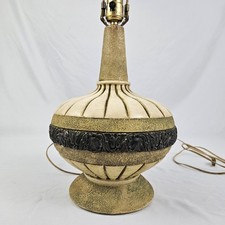 Brutalist Ceramic Table Lamp 3 Way 60's Textured Boho Vintage Mid-Century picture
