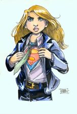 Emma Kubert SIGNED Original DC Comics Superman Art Sketch ~ Supergirl picture