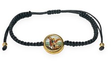 St Michael Black Corded Adjustable Bracelet San Miguel Pulsera Roja Unisex New picture