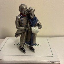 Hudson Pewter Villagers #5433 Everett & Louise Couple Skating/NOS/NIB picture
