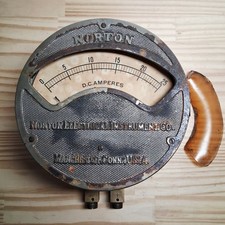 Vintage US Navy Norton DC Ammeter 0-25 Amp Cast Iron Military Ship Panel Meter picture