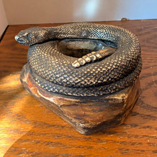 Vintage Style Coiled Snake Ashtray Trinket Dish Serpent Reptile Gothic Decor picture