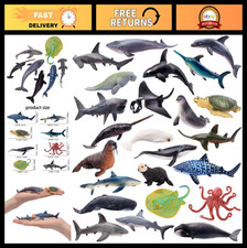 24pcs Mini Ocean Animal Figurines - Realistic Cake Toppers, Sharks, Whales & Oct picture