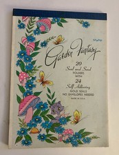 Vintage 1970s Garden Fantasy Seal and Send Folders Cat Mushrooms Gold Seals USA picture