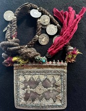 (B) Huge Antique Silver Pashtun Prayer Pendant Coins picture