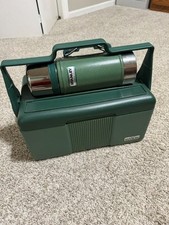 Vintage 1991 Stanley Aladdin Lunch Box Cooler & Stanley Thermos Green USA picture