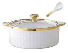 Ceramic  Soup Tureen with Glass Lid and Spoon,Large Capacity Ceramic Serving . picture