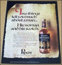 1970 Seagram's 100 Pipers Scotch Whisky Print Ad Advertisement Two Things VTG picture
