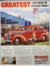 1937 Desoto Red Original Print Ad Polo Ponies Horses Life Magazine 30's picture