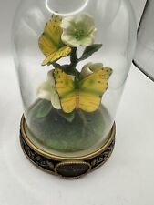 VINTAGE BEAUTIFUL CERAMIC BUTTERFLIES UNDER GLASS. CLOUDLESS GIANT SULFUR. picture